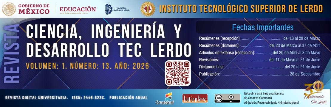 Convocatoria revista Ciencia, Ingeniería y Desarrollo Tec Lerdo